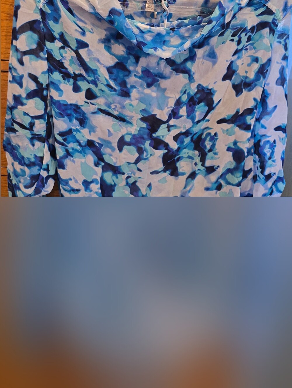 Jennifer Lopez Blue Watercolor Print Women’s Blouse